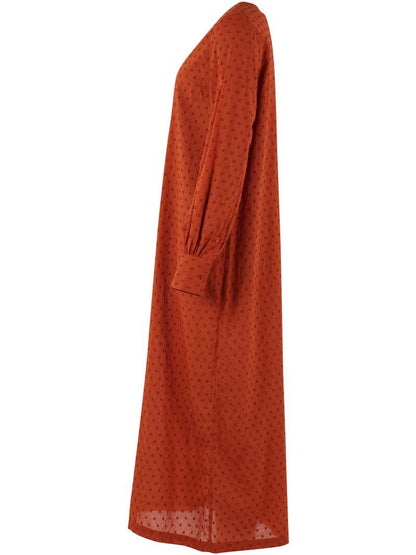 Danetilda Cotton Dot Dress Rust