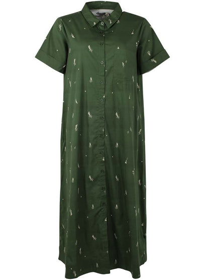 Danapril SS Poplin Dress Army/Chalk MARKBLOMST
