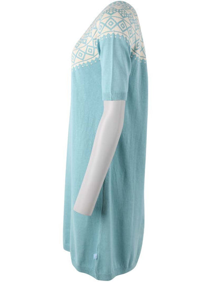 Daneblomme Cotton Knit Sweater Dress Vintage Aqua