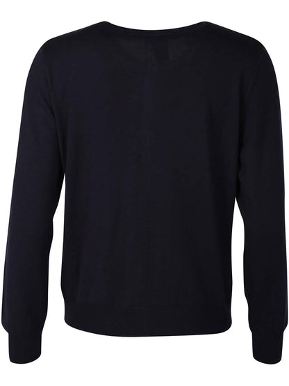 Flot cardigan i mørk navyblå med rund hals til kvinder