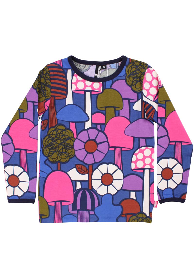 Bluse til børn med blomster og svampe 