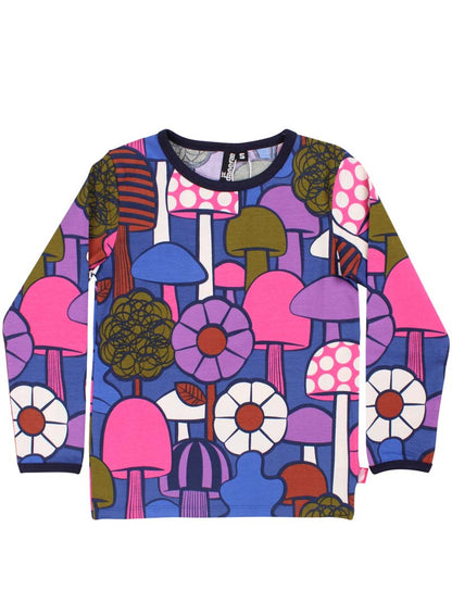 Bluse til børn med blomster og svampe 