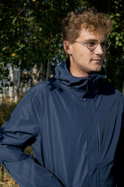 Navyblå regnjakke til mænd