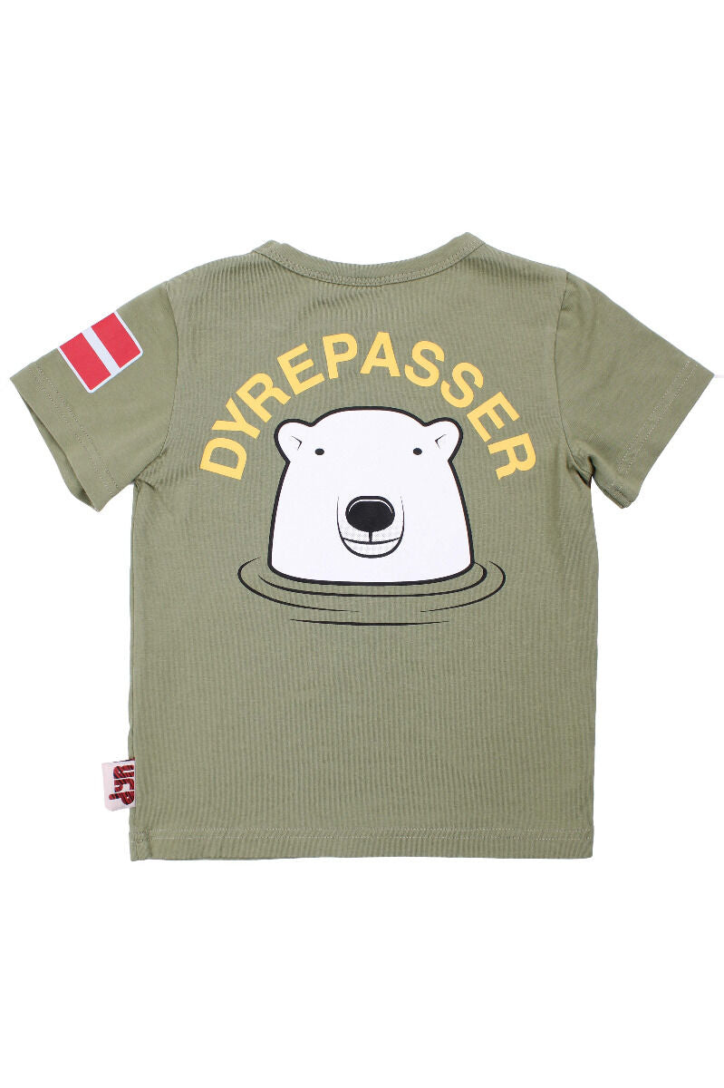 Sød dyrepasser t-shirt til børn med print af isbjørn