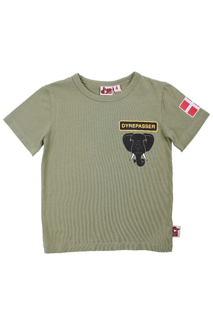 Sød dyrepasser t-shirt til børn med print af elefant
