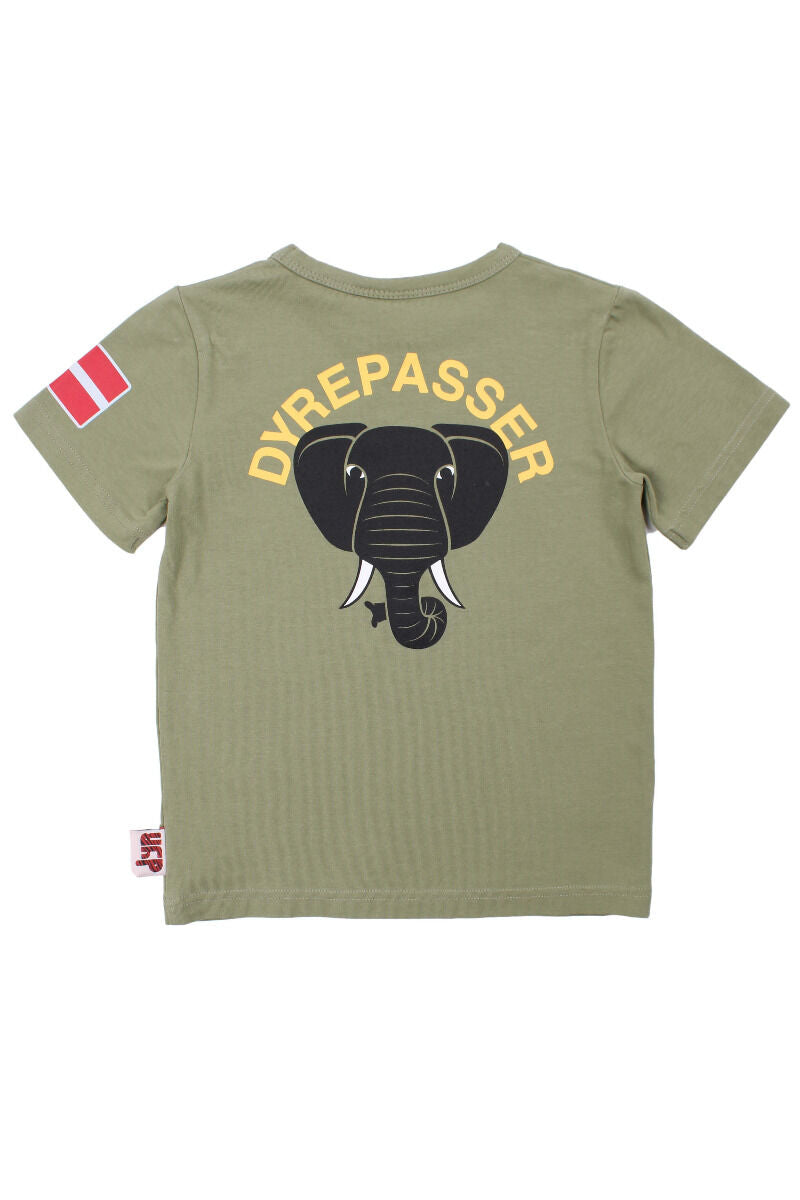 Sød dyrepasser t-shirt til børn med print af elefant