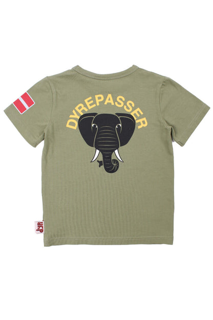 Sød dyrepasser t-shirt til børn med print af elefant