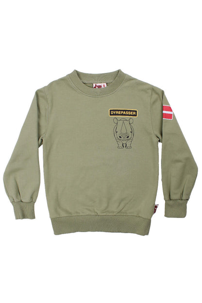 Sød dyrepasser sweatshirt til børn med print af næsehorn
