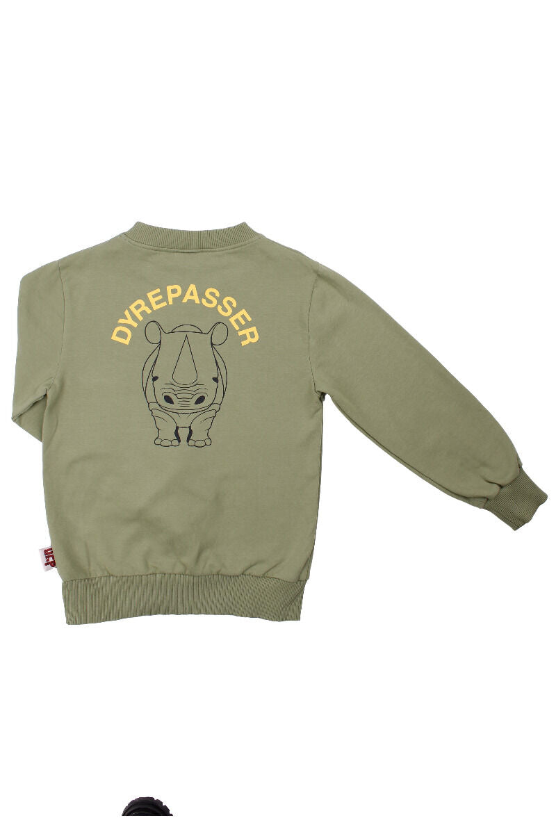 Sød dyrepasser sweatshirt til børn med print af næsehorn