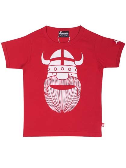 T-shirt til børn med viking og dansk flag 
