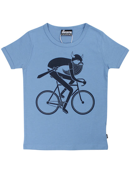 T-shirt til børn med viking på cykel 