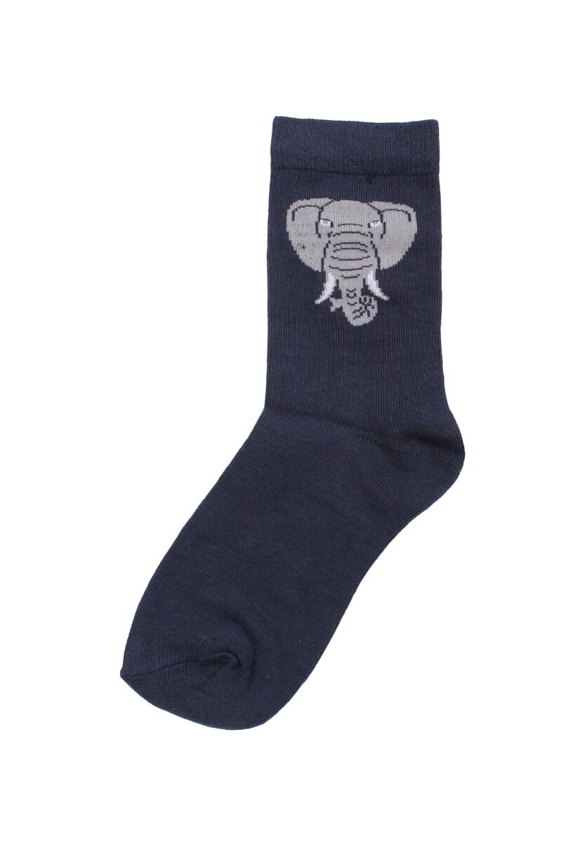 Søde navyblå strømper til børn med print af elefant