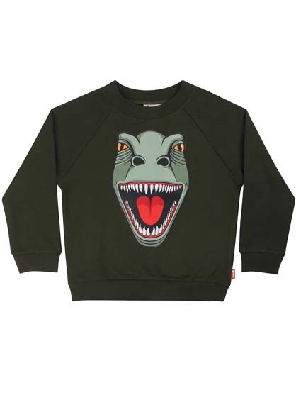 Skøn sweatshirt til børn med print af t-rex dinosaur