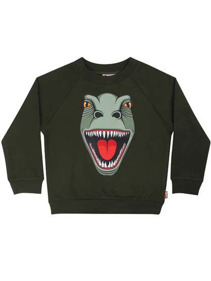 Skøn sweatshirt til børn med print af t-rex dinosaur