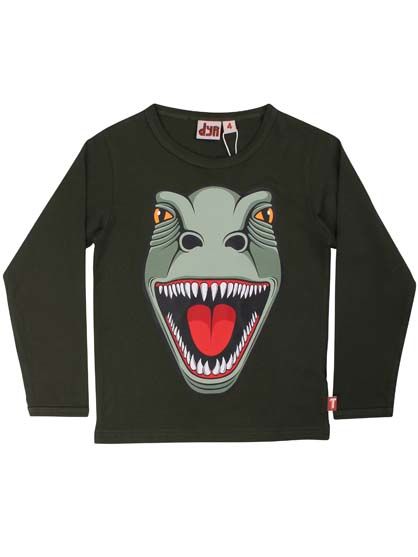 Lækker langærmet bluse til børn med print af t-rex dinosaur fra Dyr Cph