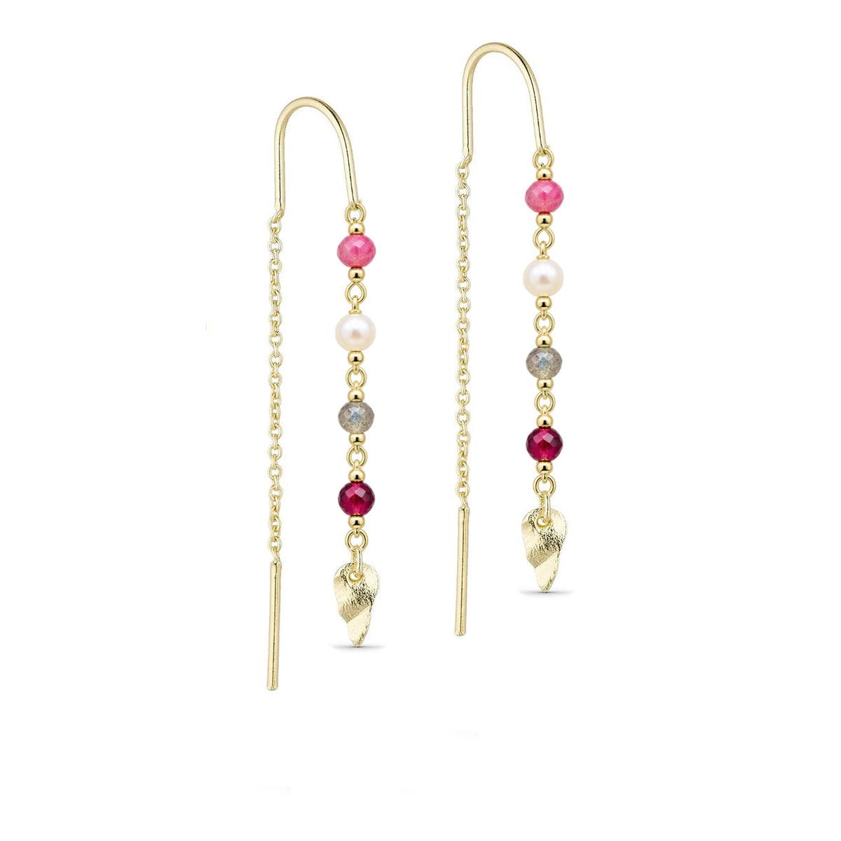 Alba Hook Gemstone Earring Pink/Red