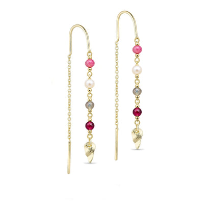 Alba Hook Gemstone Earring Pink/Red