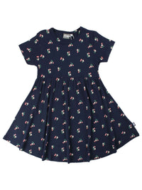 ORGANIC - Danelollipop Dress Navy MINIFLOWER