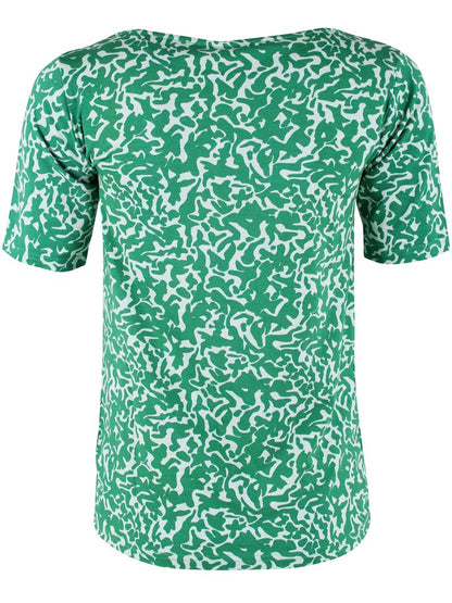 ORGANIC - Daneboat Neck Modal Slub Tee Grass Green/Chalk RIPPLES