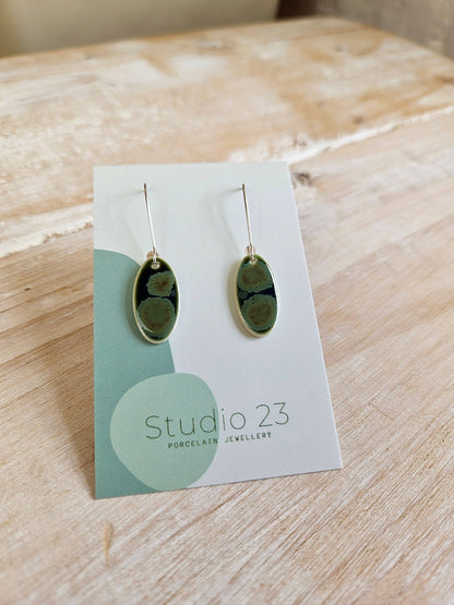 Drop Oval Earring Pair: Frost Blue