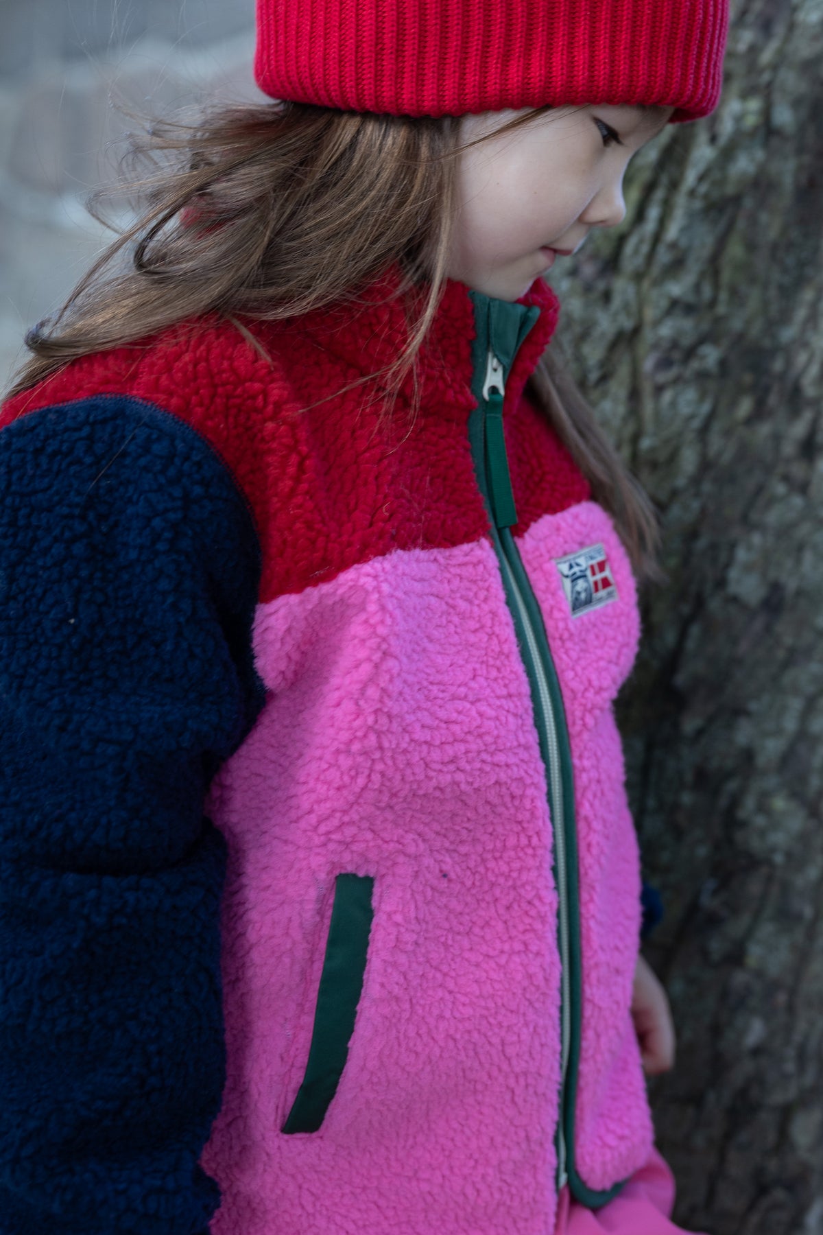 Danebaever Fleece Jacket Dk Red/Dk Navy/Spicy Pink/Dk Pine