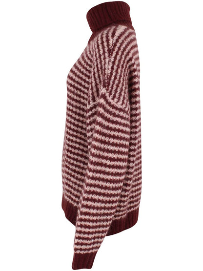 Danecaring Rollneck Sweater Dk Merlot/Powder