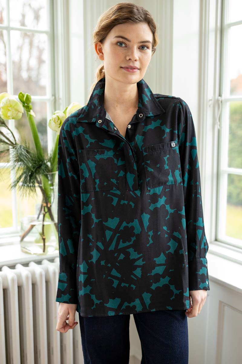 Danepeople Satin-Twill-Hemd Dunkelschiefer BRAMBLE 