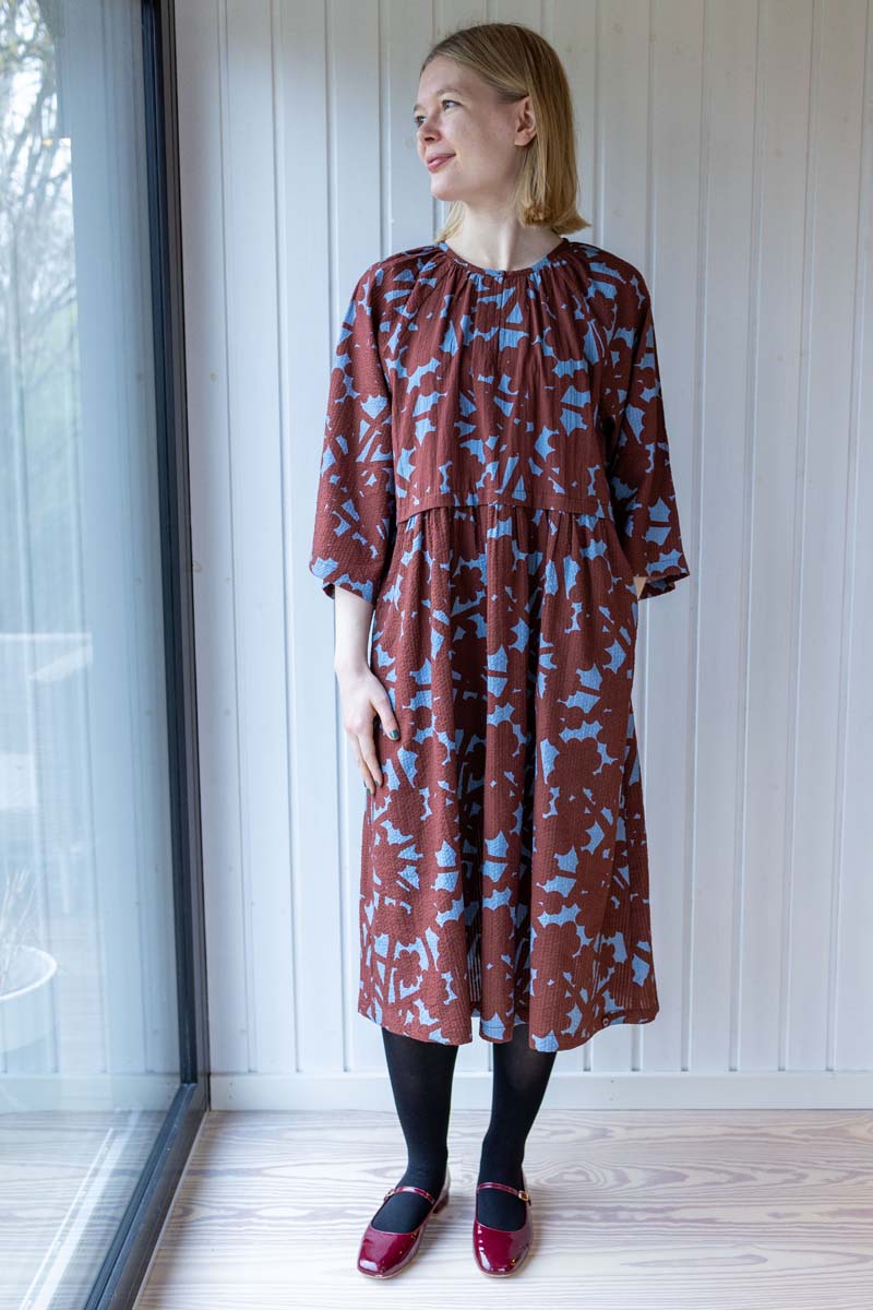 Daneluft 3/4 Sleeve Seersucker Dress Lt Blue BRAMBLE