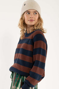 Danejumbo Cotton Rib Sweater Dk Navy/Dk Merlot