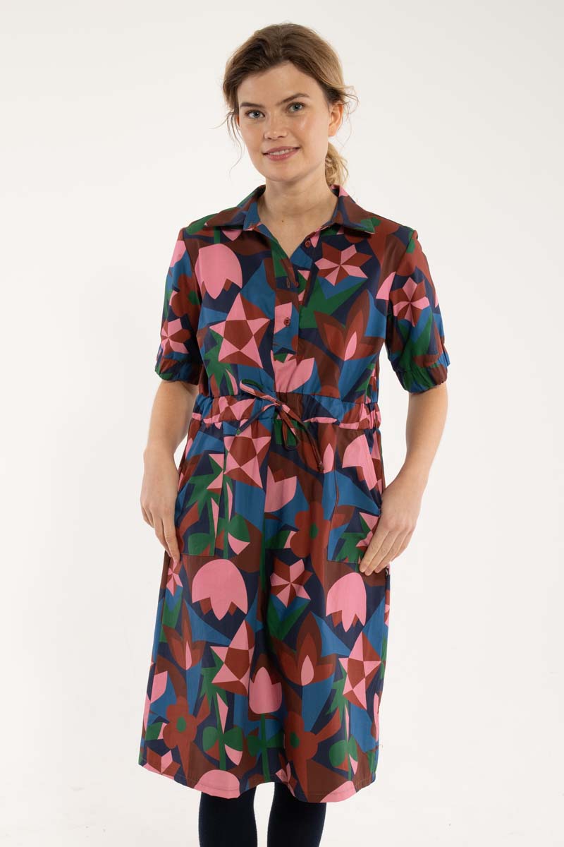 Danesusanne Poplin Dress Ocean Blue GEOFLEUR