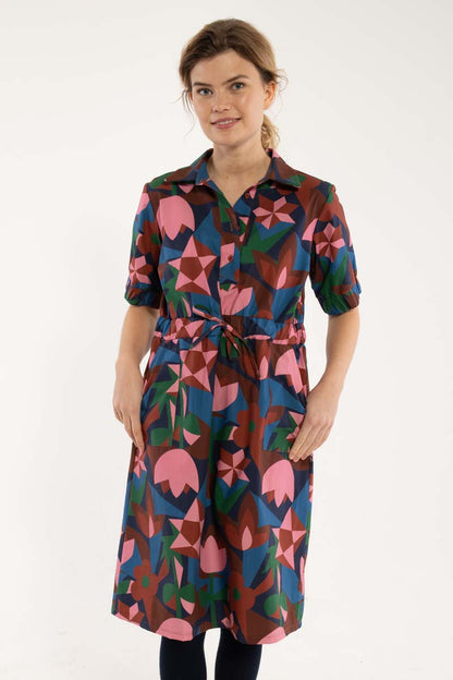 Danesusanne Poplin Dress Ocean Blue GEOFLEUR