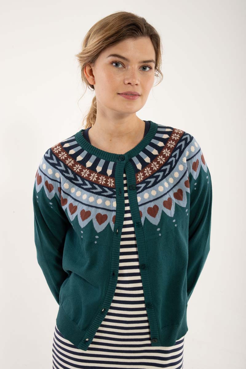 Mønstret cardigan i skønne farver.