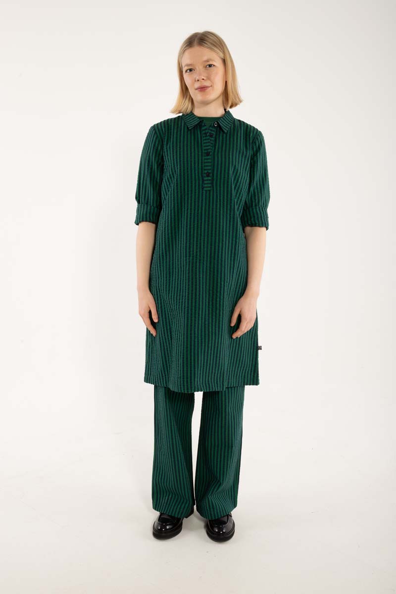 Danecarnation Seersucker Dress Dk Navy/Dk Pine