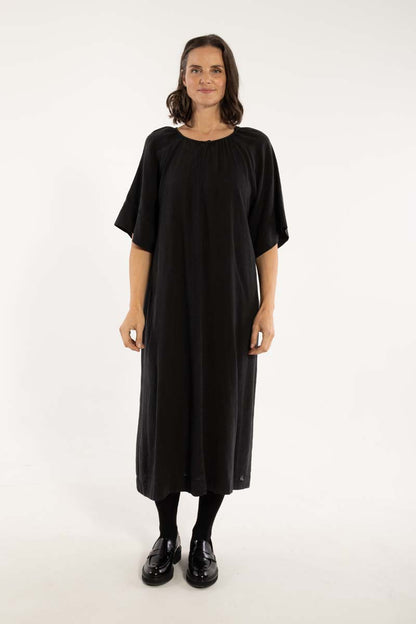 Danehostess Heavy Linen Dress Black