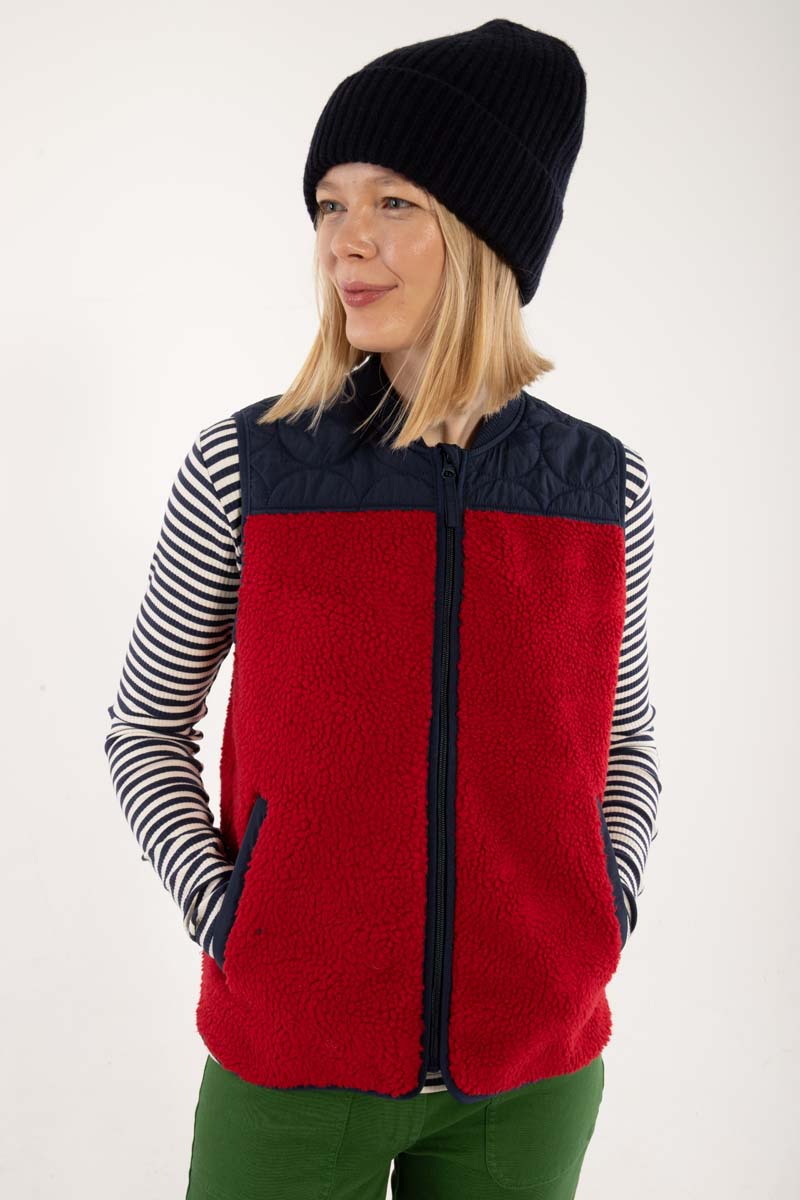 Danewalnut Fleece Bodywarmer Dk Navy/Dk Red