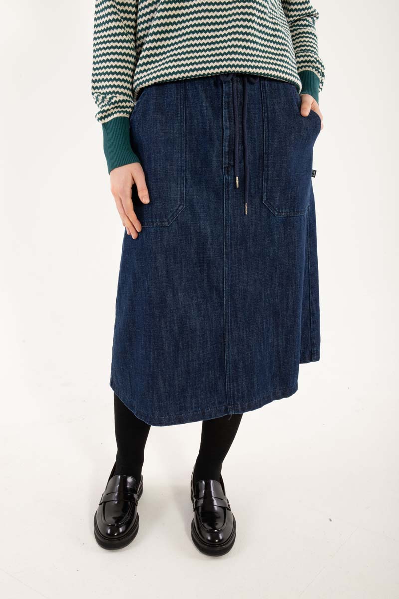 Denimnederdel med bindebånd til kvinder