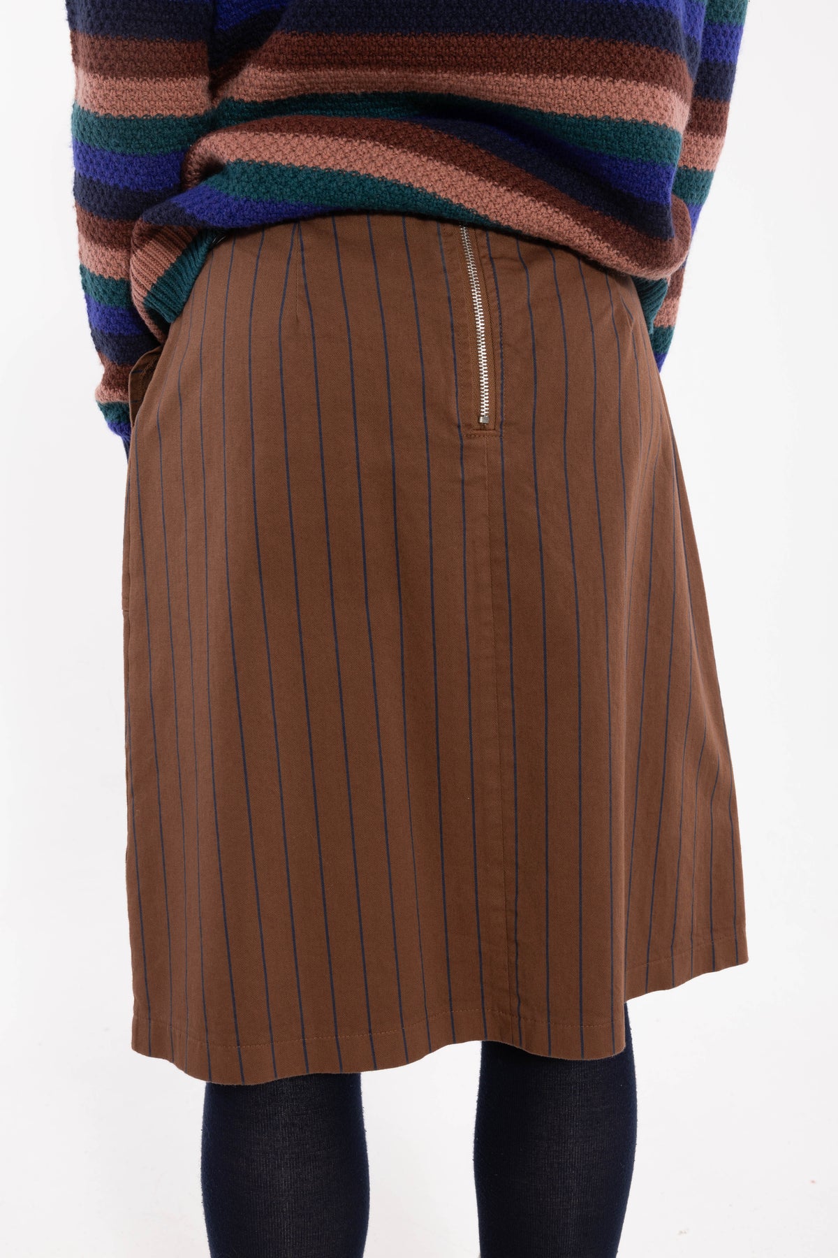 Danekage Stretch Canvas Skirt Brown/Dk Navy