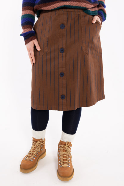 Danekage Stretch Canvas Skirt Brown/Dk Navy