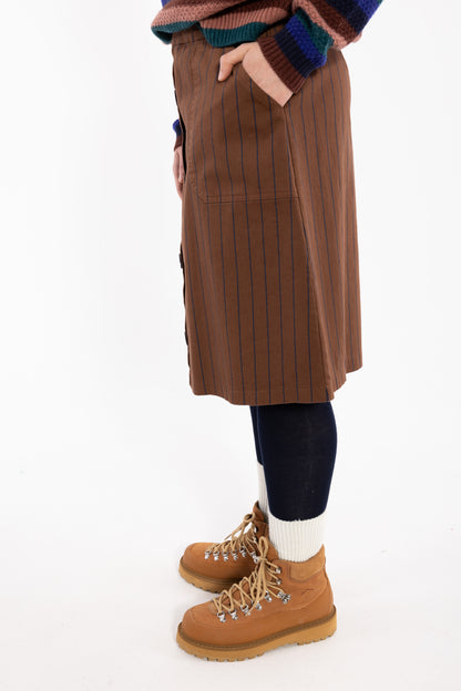 Danekage Stretch Canvas Skirt Brown/Dk Navy