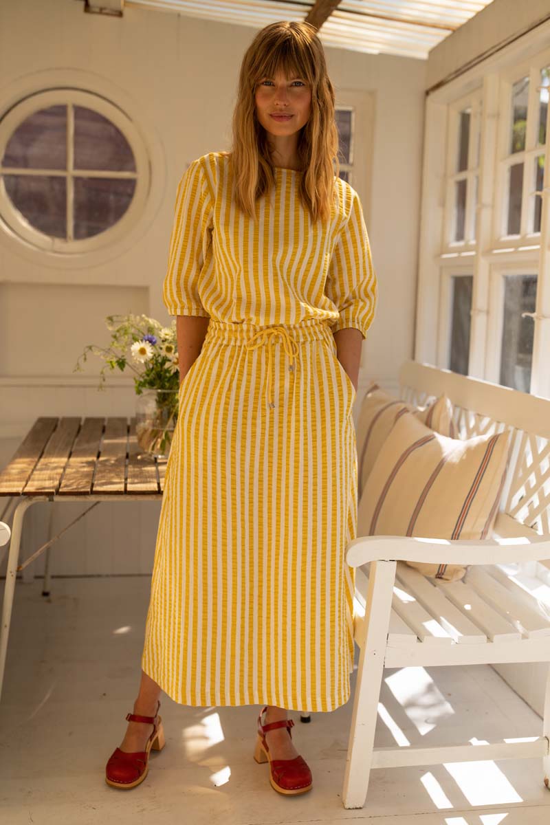 Danespresso Seersucker Skirt Faded Yellow/Chalk