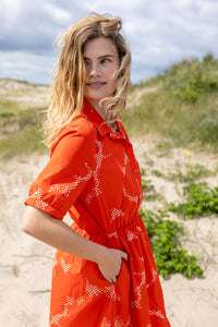 Daneguldhorn Smooth Poplin Dress Summer Red/Chalk TROPFUZZ