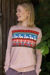 Danepearly Jaquard Cotton Sweater Quail SWAN