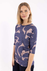 Danemanna Modal Tee Quail/Dark Blue HALFTONE