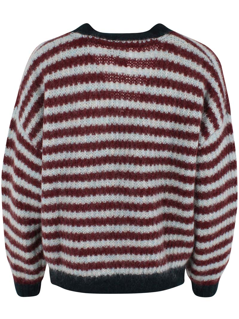 Danefamily Mohair Cardigan Dk Merlot/Lt Blue Grey 
