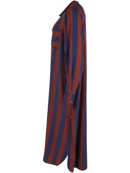 Danefolk Sateen Twill Dress Dk Navy/Dk Merlot
