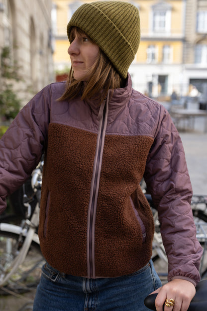 Tofarvet zip-up jakke i fleece og termo til kvinder