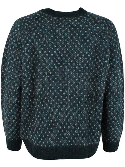 Daneherbal Jaquard Sweater Dk Slate/Lt Blue Grey 