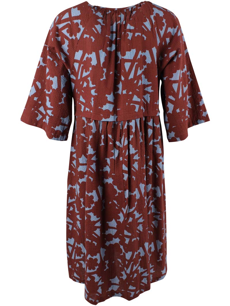Daneluft 3/4 Sleeve Seersucker Dress Lt Blue BRAMBLE