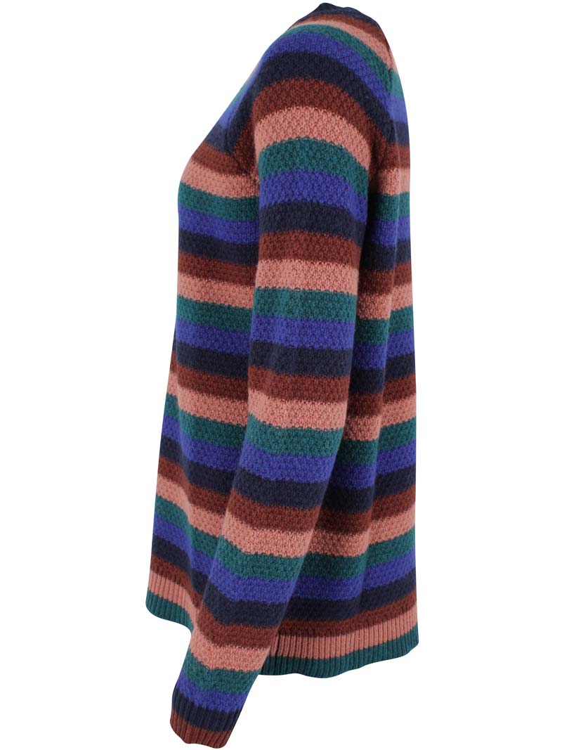 Lækker og varm stribet sweater i uldblanding til kvinder