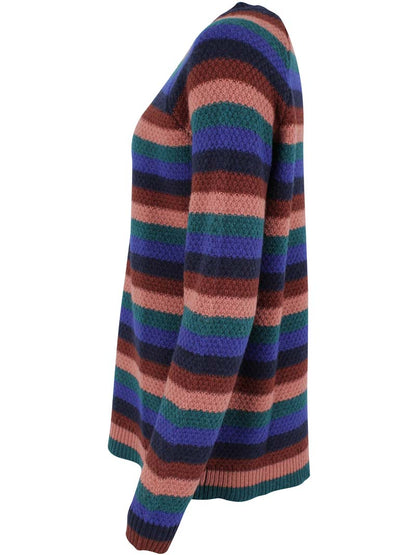 Lækker og varm stribet sweater i uldblanding til kvinder